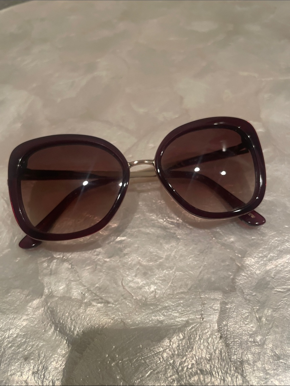 J Crew Oversized Burgundy w/ Gold detail Sunglasses